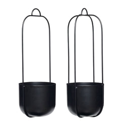 Hübsch Lotus Hanging Pot Set, Black