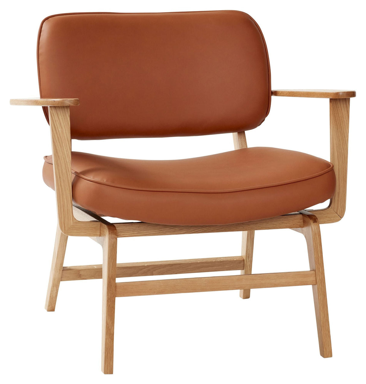 Hübsch Haze Lounge Chair, Brown PU/Oak