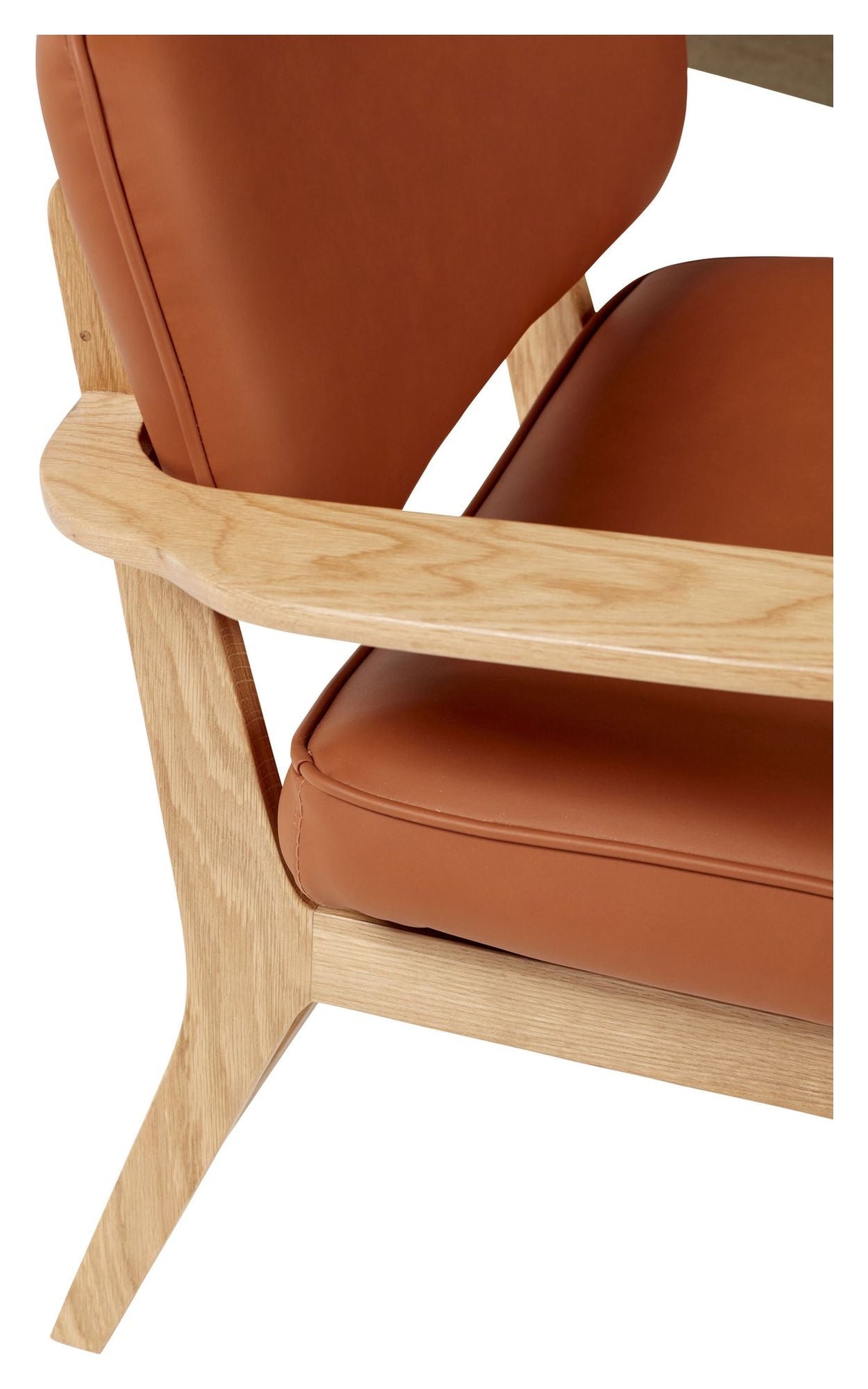 Hübsch Haze Lounge Chair, Brown PU/Oak