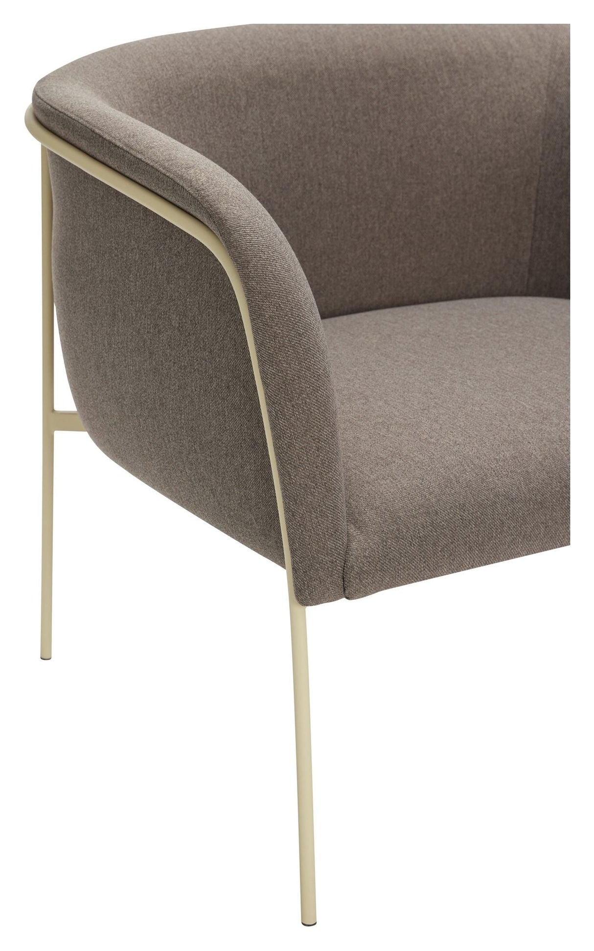 Hübsch Eyrie Lounge Chair, Brown Fabric/Light Yellow Metal