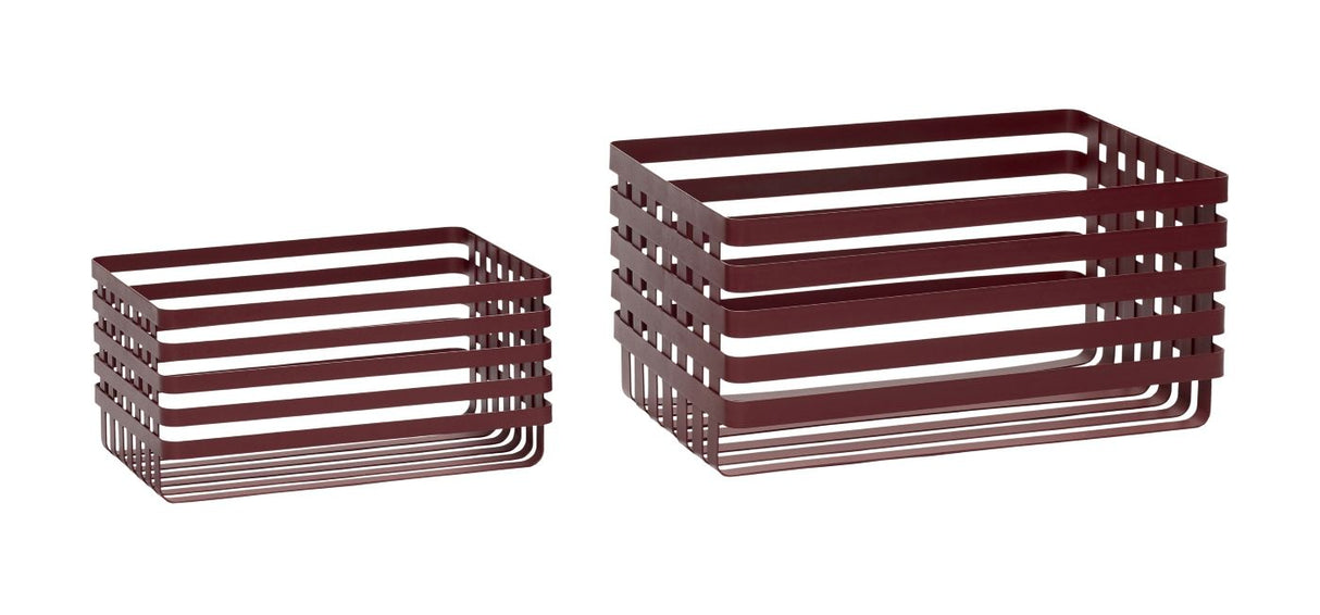 Hübsch Metal Basket Set, Red, Set a