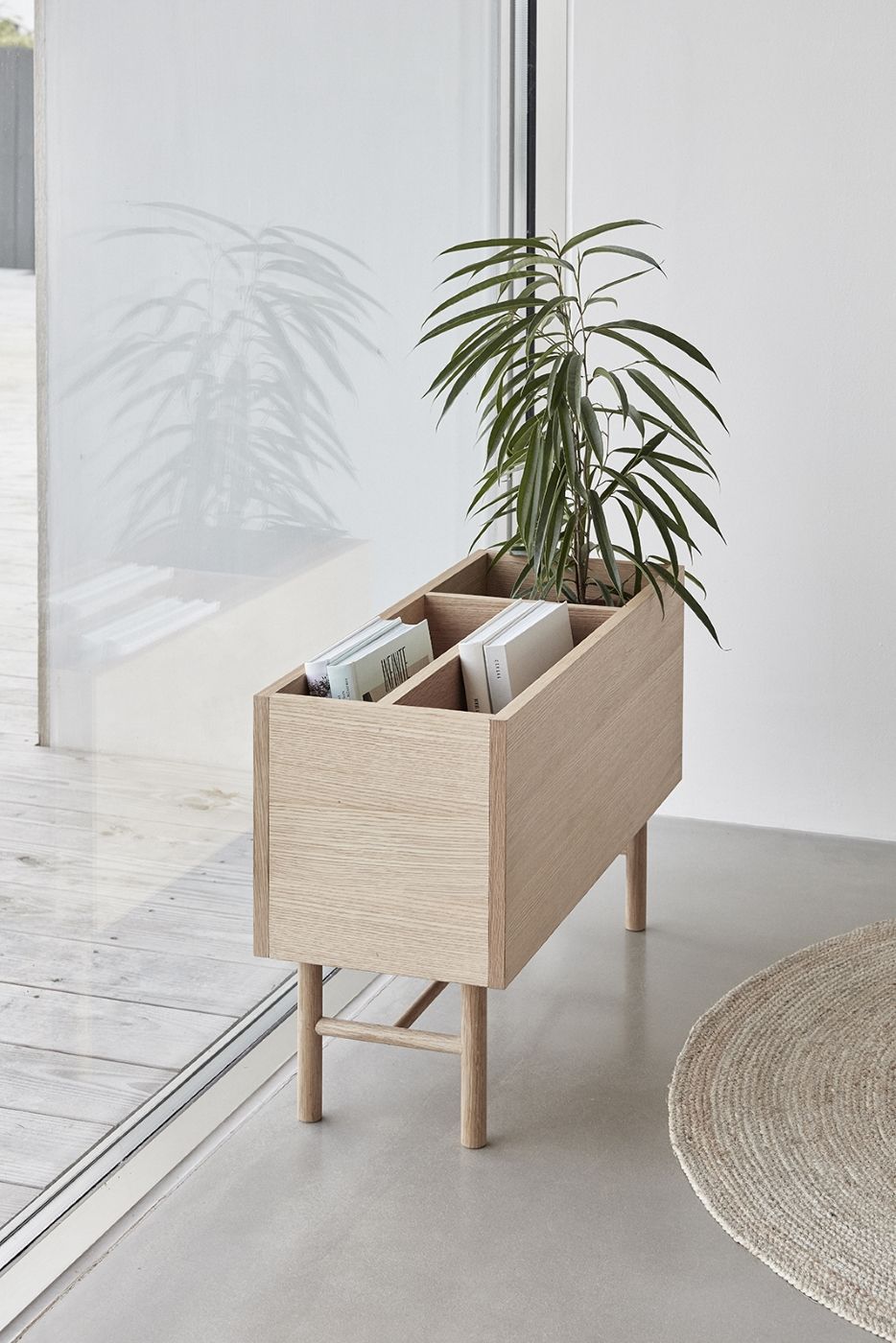 Hübsch Ground Planter with 3 rooms, Oak veneer