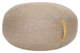 Hübsch Mochi Pouf w/leather handle, herringbone, Brown wool