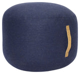 Hübsch Mochi Pouf w/leather handle, wool, blue