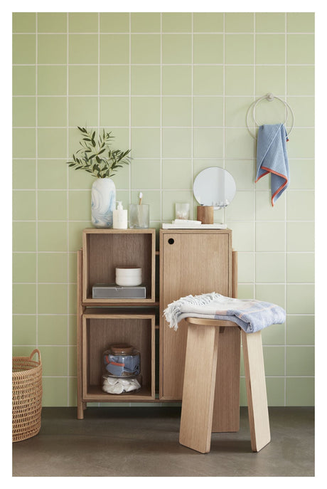 Hübsch Cube Shelf w/3 Compartments, Oak