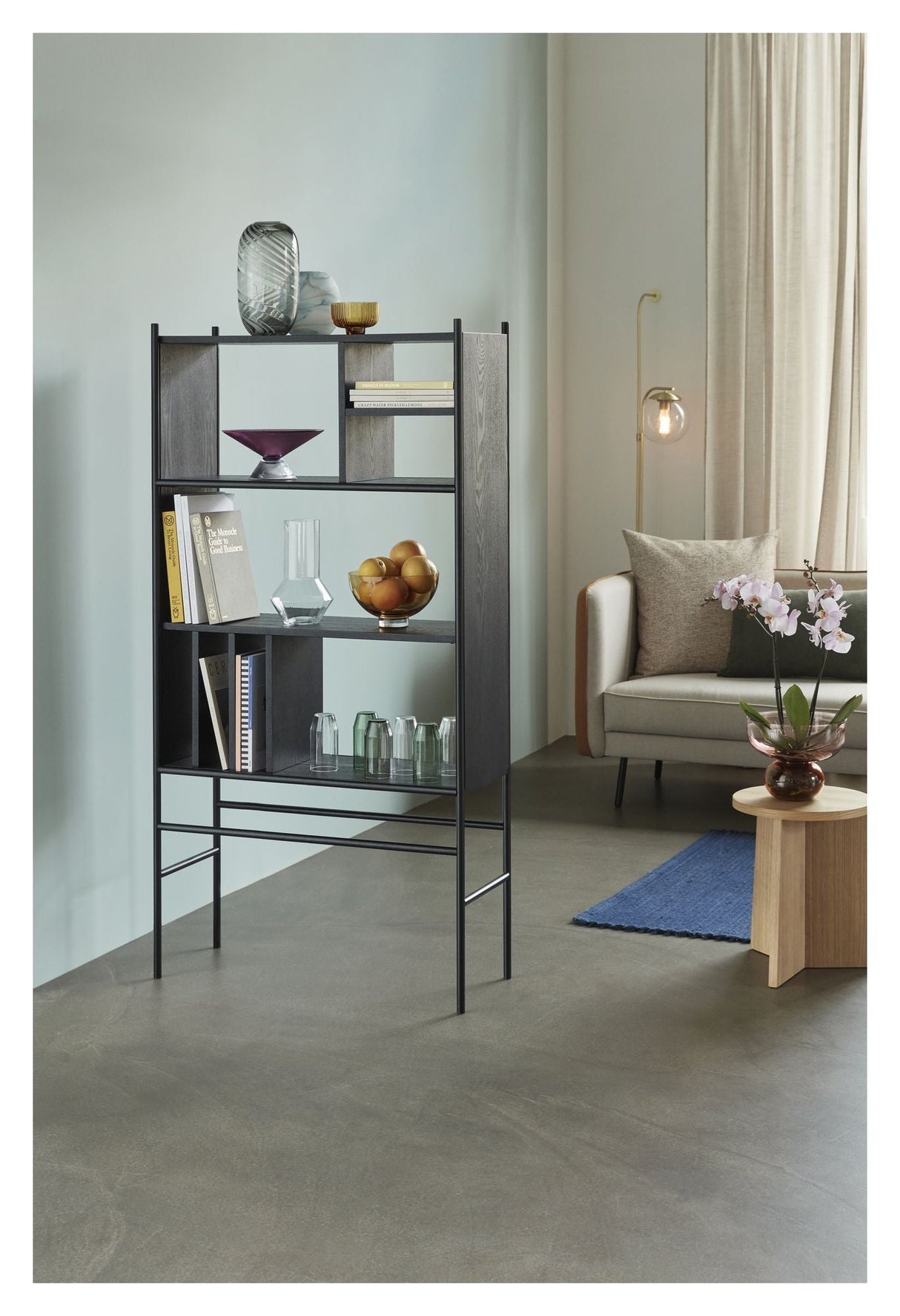 Hübsch Divide Shelf w/shelves, ash/metal, black, H:160