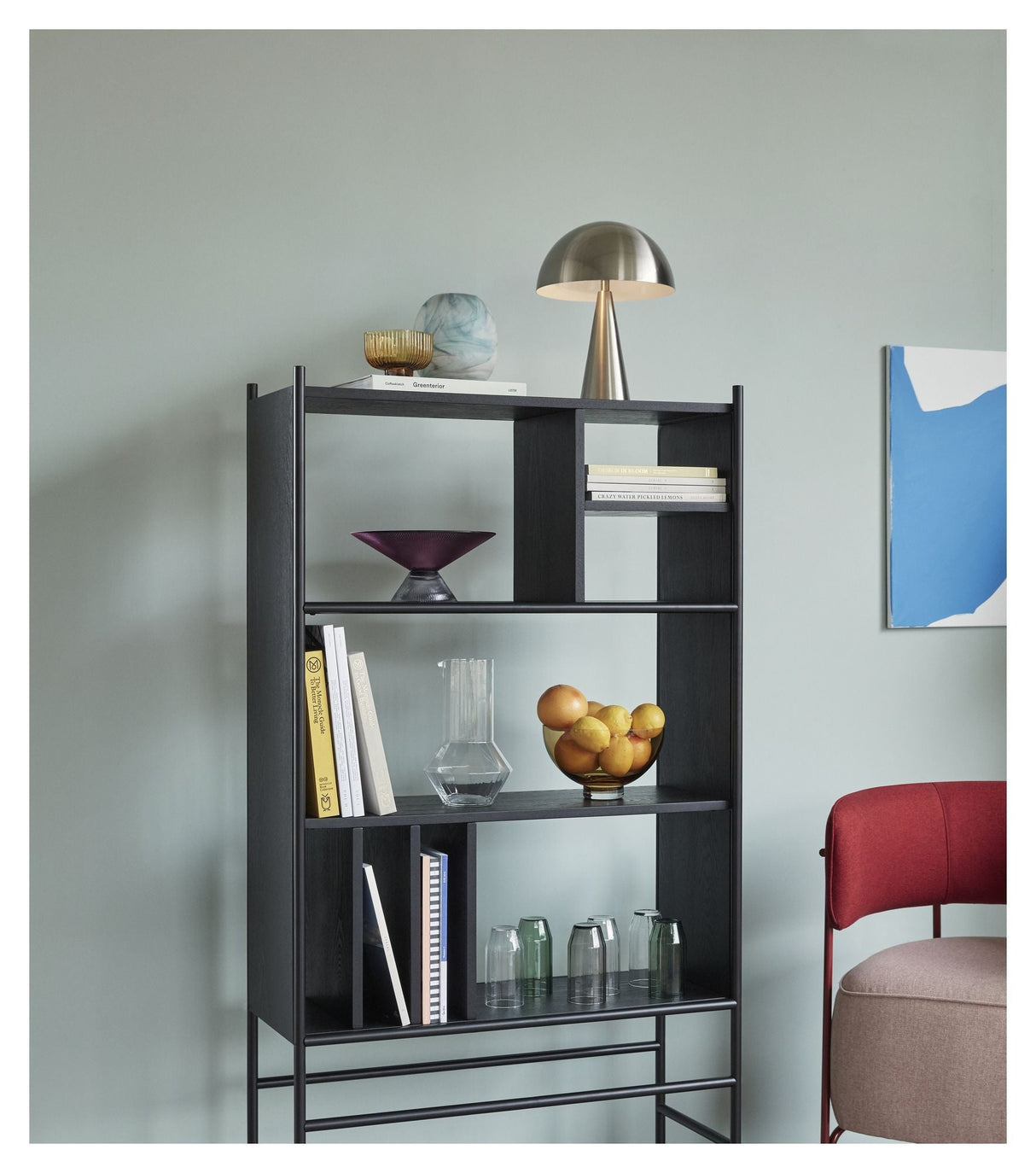 Hübsch Divide Shelf w/shelves, ash/metal, black, H:160