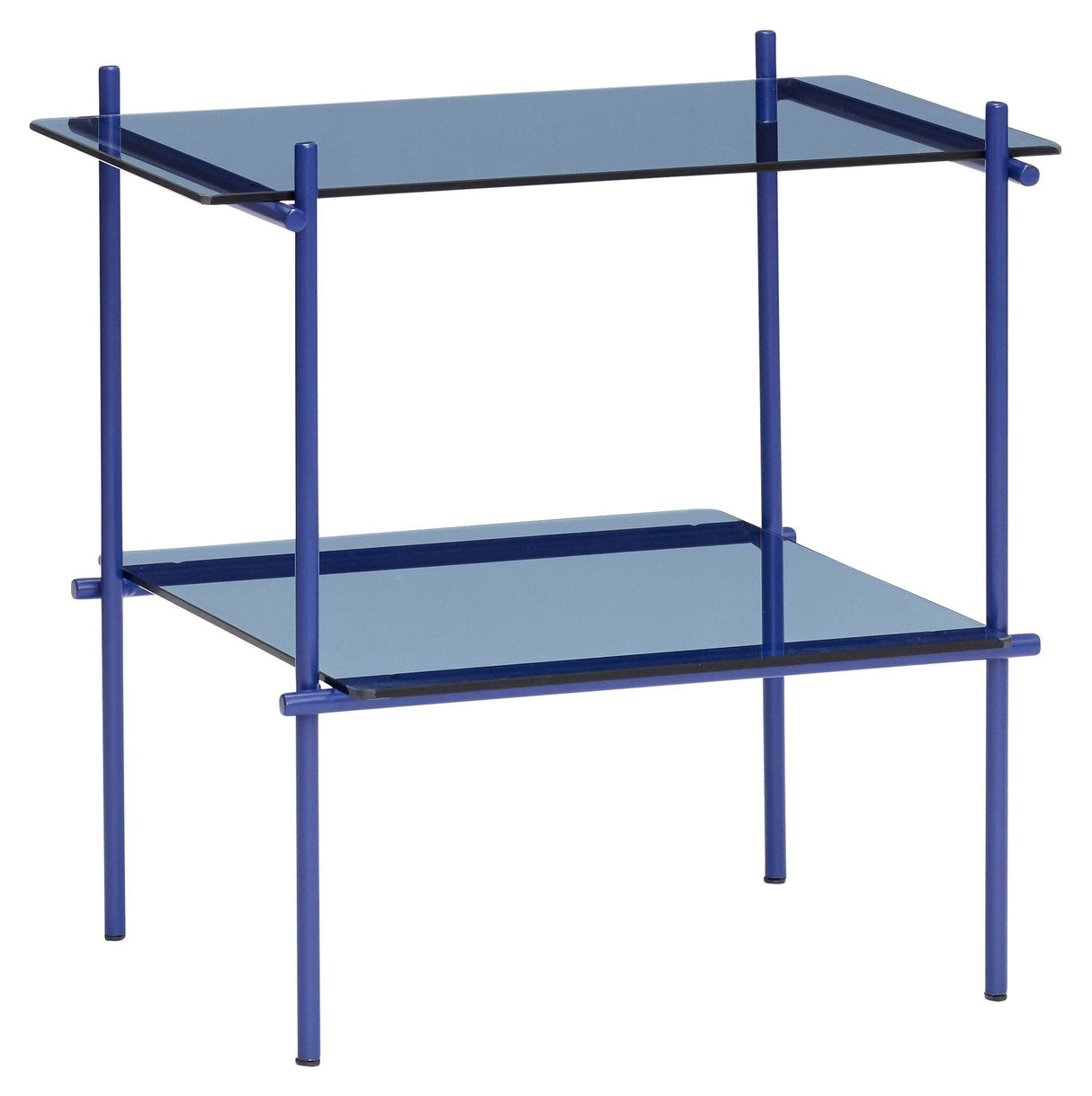 Hübsch Niche Side Table, Blue Metal/Glass, 40x34