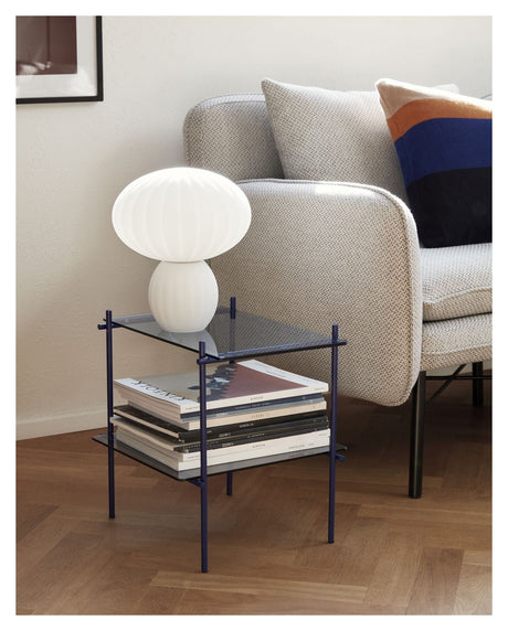 Hübsch Niche Side Table, Blue Metal/Glass, 40x34