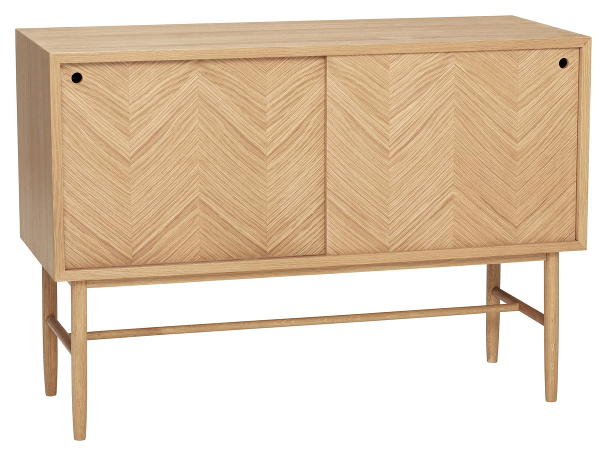 Hübsch Herringbone Sideboard with sliding doors, Oak veneer