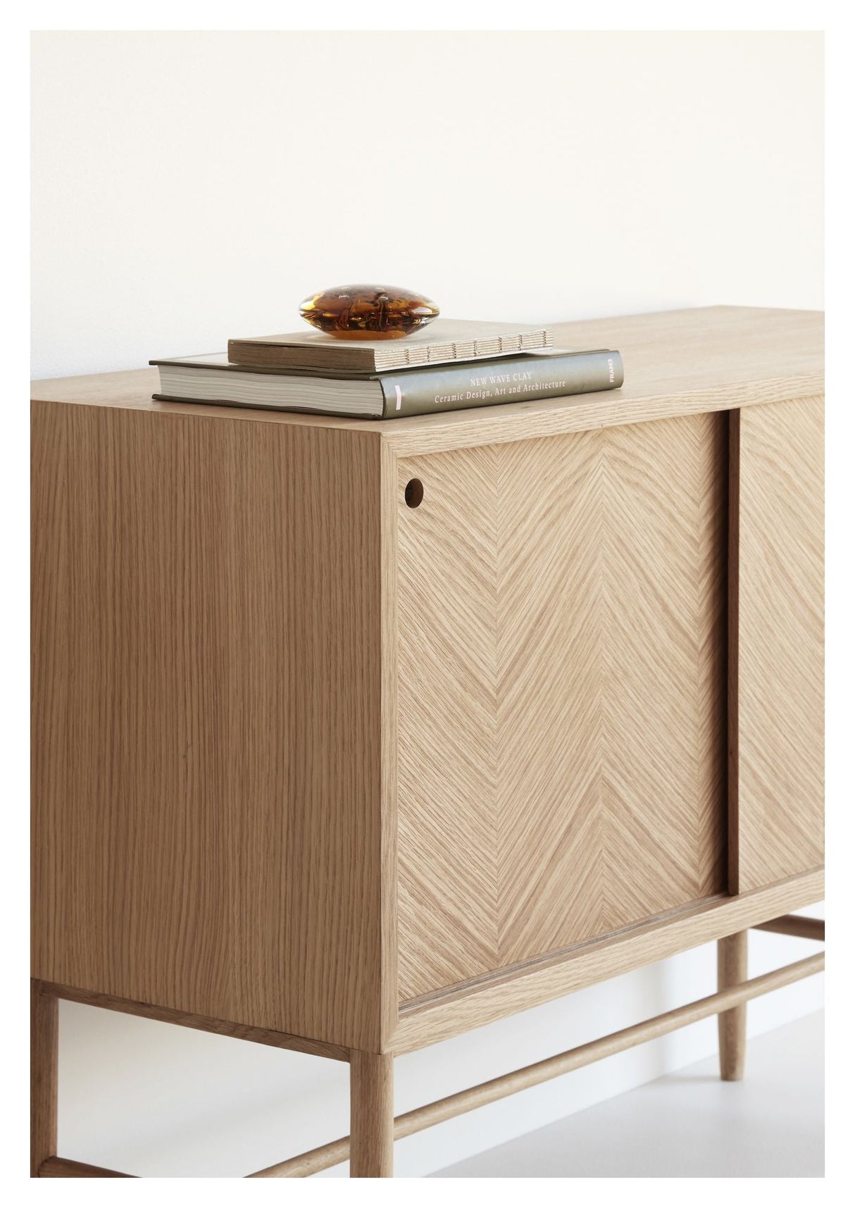 Hübsch Herringbone Sideboard with sliding doors, Oak veneer