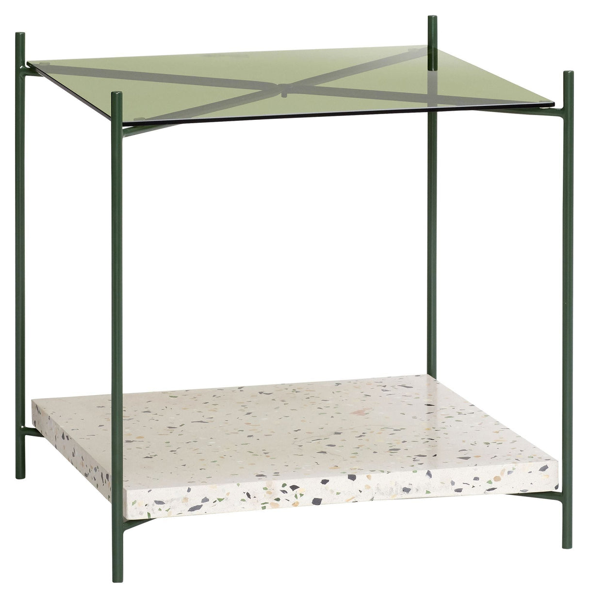 Hübsch Niche Coffee table with glass top and terazzo shelf