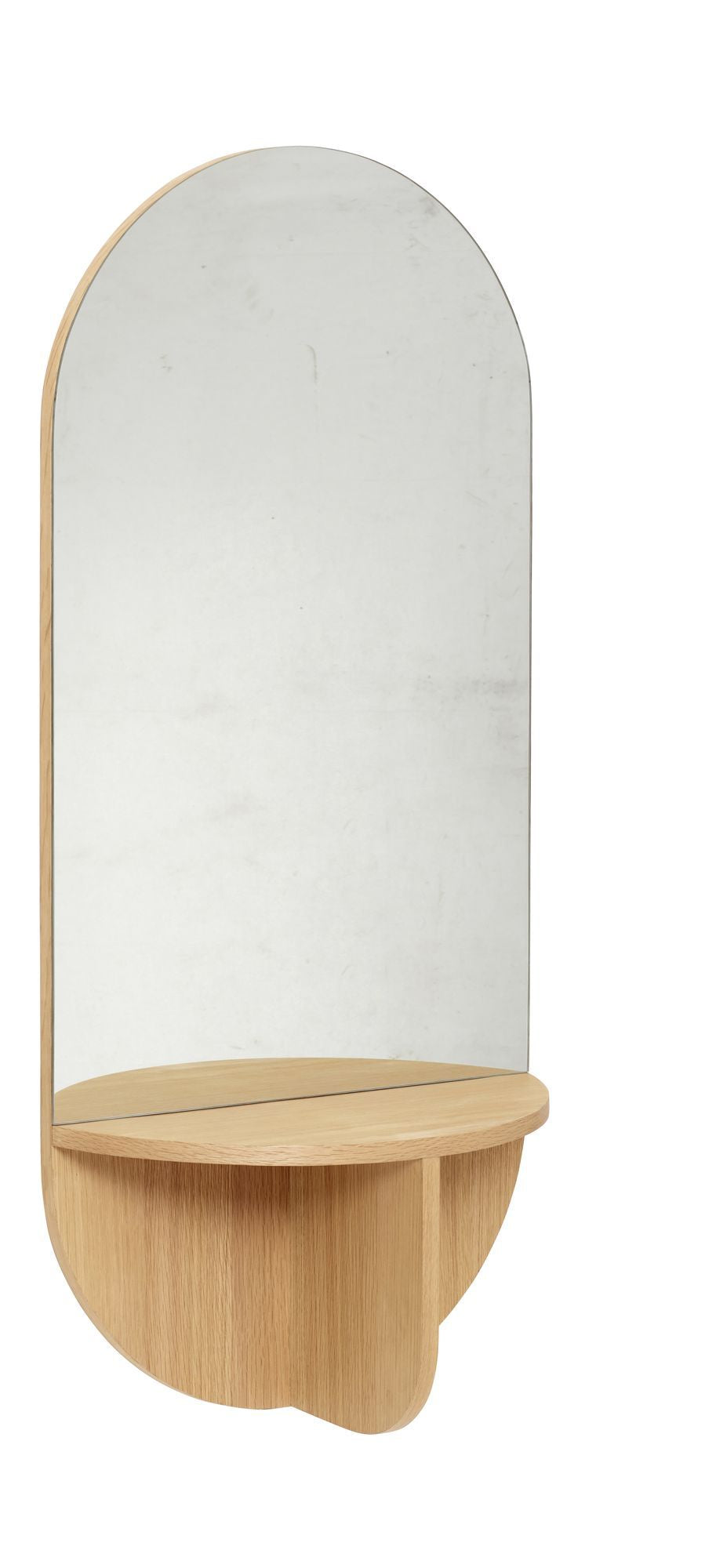 Hübsch Nomad Wall Mirror w/Shelf, Oak veneer