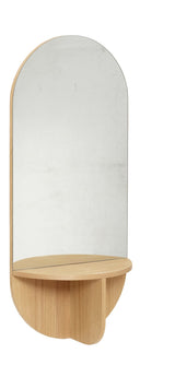 Hübsch Nomad Wall Mirror w/Shelf, Oak veneer