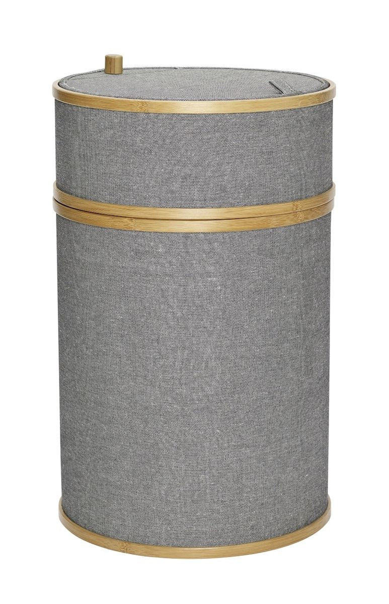 Hübsch Laundry basket Ø38m, Bamboo/Gray fabric