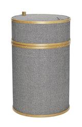 Hübsch Laundry basket Ø38m, Bamboo/Gray fabric