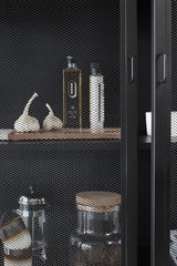 Hübsch Edge Vitrine cabinet with mesh doors, Black metal