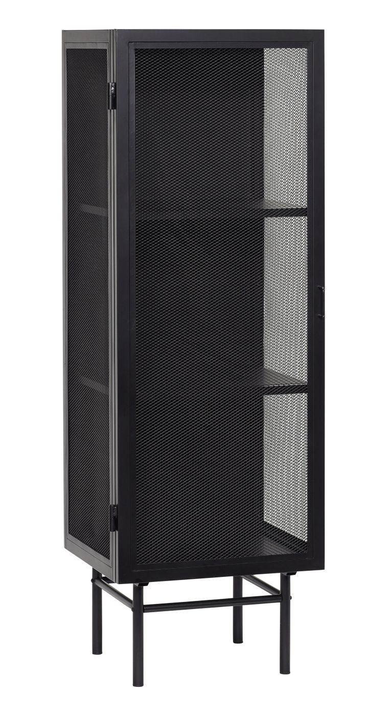 Hübsch Edge Glass cabinet with mesh, Black metal