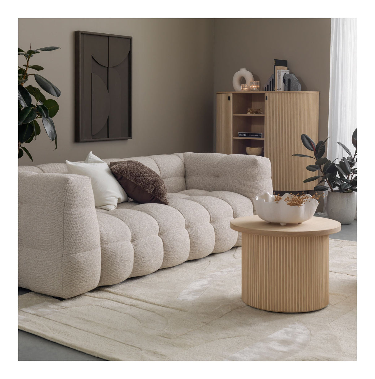 Hudson 3-seater Sofa, Beige bouclé