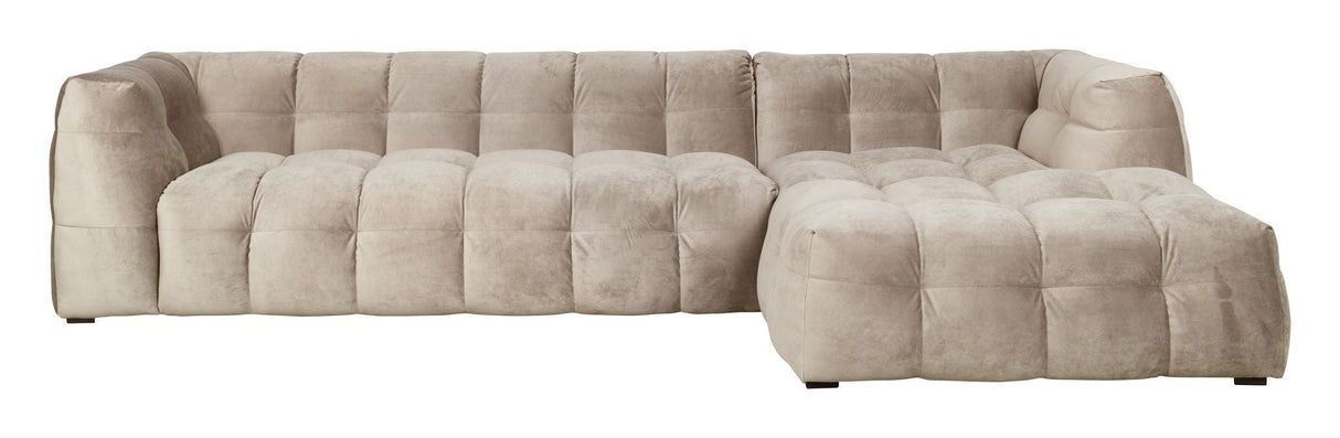 Hudson 3-pers. Sofa with chaise longue, right - Beige Velour