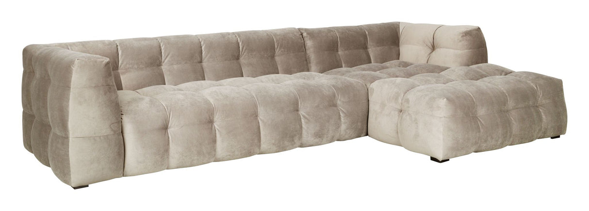 Hudson 3-pers. Sofa with chaise longue, right - Beige Velour