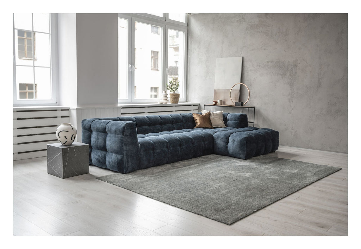 Hudson 3-pers. Sofa with chaise longue, right - Blue Velvet