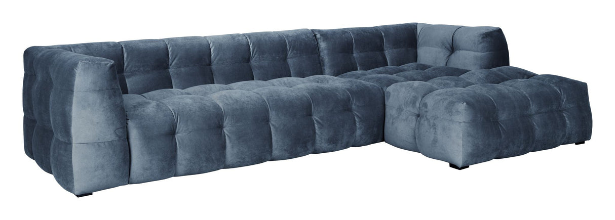 Hudson 3-pers. Sofa with chaise longue, right - Blue Velvet