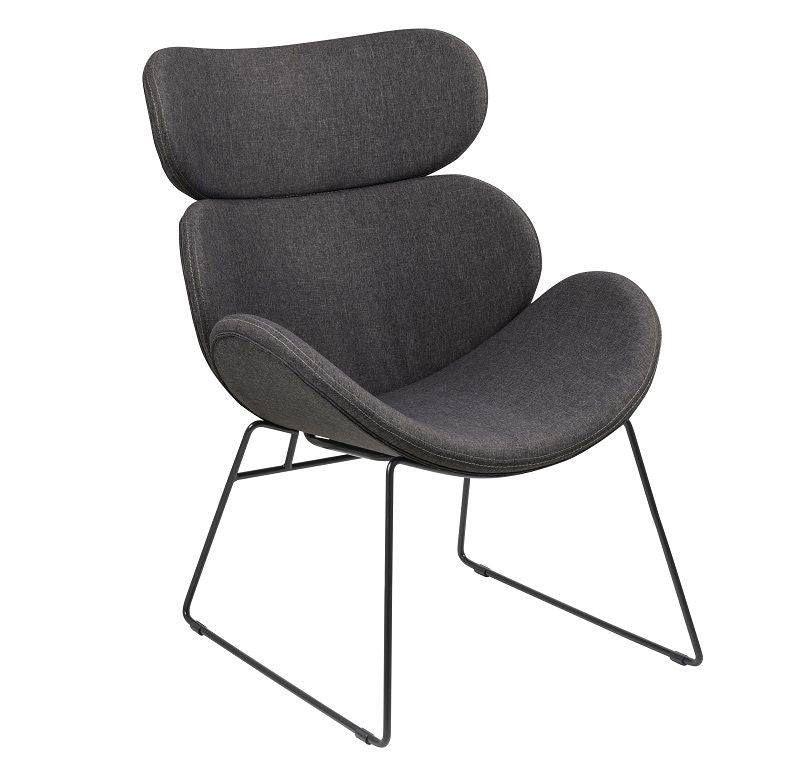 Hunt Lounge Chair with Gray Fabric, Black Base