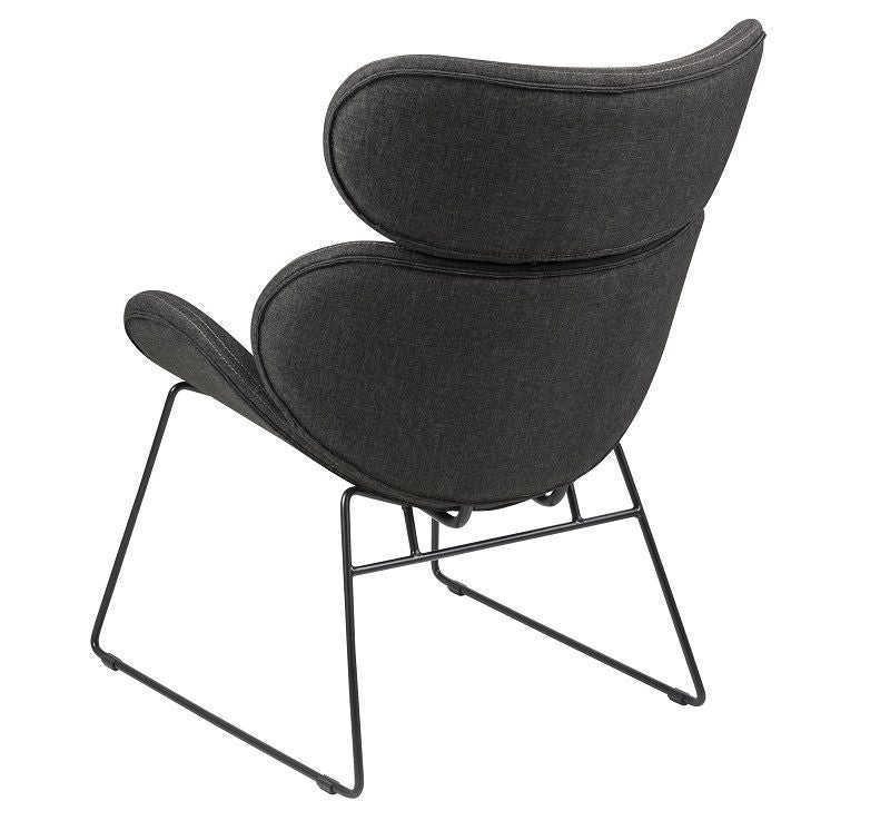 Hunt Lounge Chair with Gray Fabric, Black Base