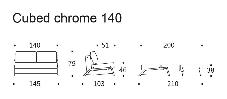 Cubed 140 Chrome Sofa Bed, Argus/Rust