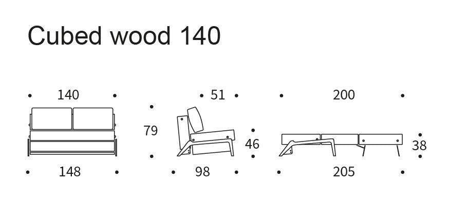 Cubed 140 Sofa bed with Oak legs, Mixed Dance/Blue