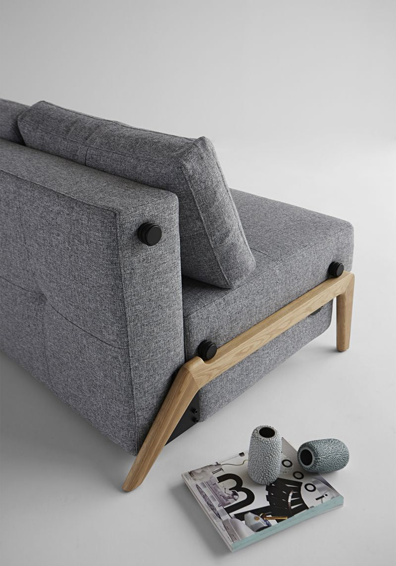 Cubed 140 Sofa bed with Oak legs, Twist/Granite