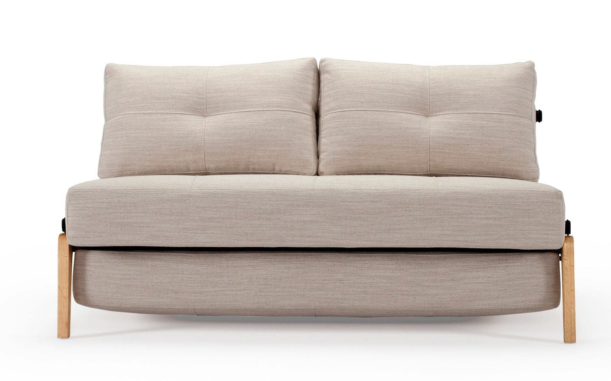 Cubed 140 Sofa Bed with Oak Legs, Sand Gray