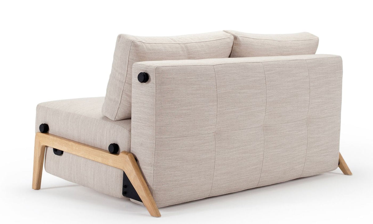 Cubed 140 Sofa Bed with Oak Legs, Sand Gray