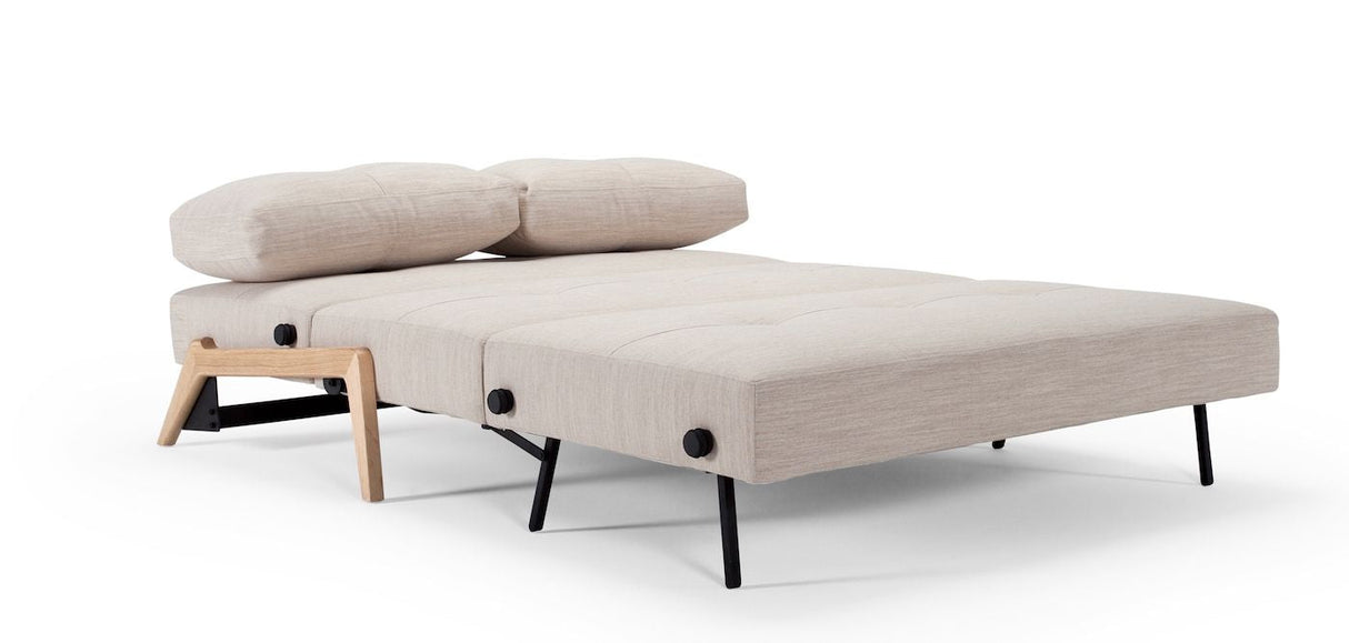 Cubed 140 Sofa Bed with Oak Legs, Sand Gray