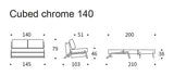 Cubed 140 Sofa bed with chrome legs, Twist/Granite