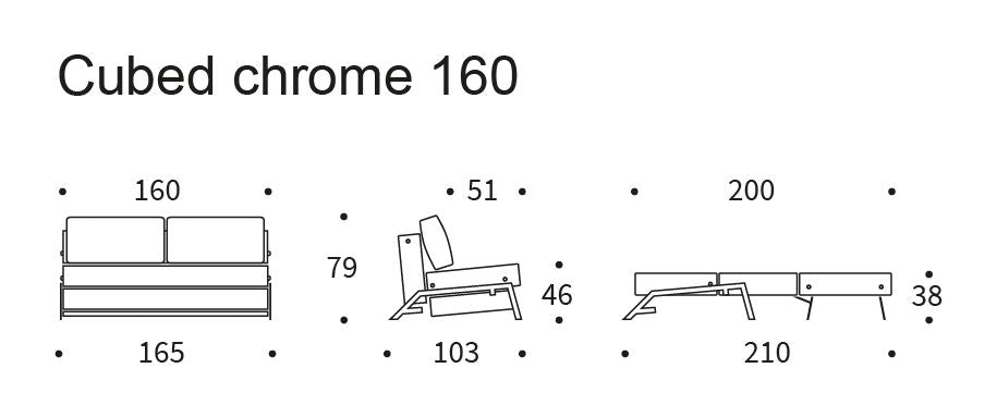 Cubed 160 Chrome Sofa Bed, Argus/Rust