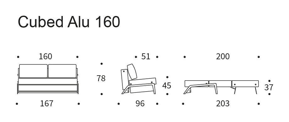 Cubed 160 Sofa bed, Twist/Granite