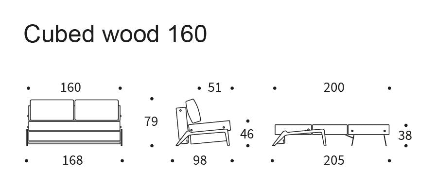 Cubed 160 Wood Sofa Bed, Argus/Rust