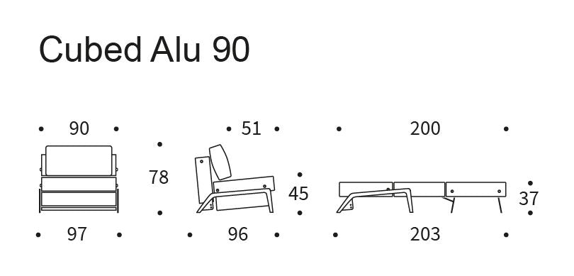 Cubed 90 Alu Lounge Chair, Argus/Rust