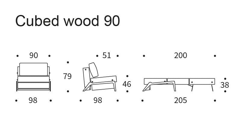 Cubed 90 Lounge Chair with Oak Legs, Mixed Dance/Blue