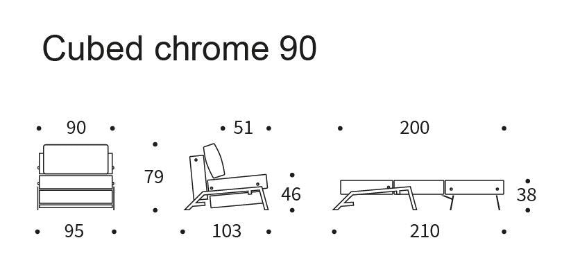 Cubed 90 Lounge Chair with chrome legs, Twist/Granite