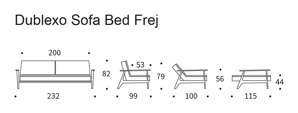 Dublexo Frej Sofa Bed, Smoked Oak, Mixed Dance Natural