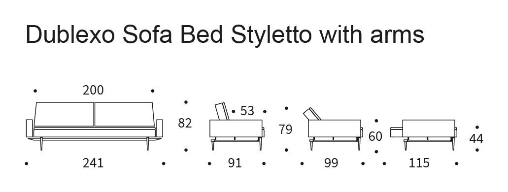 Dublexo Styletto Sofa bed with armrests, Soft/Indigo