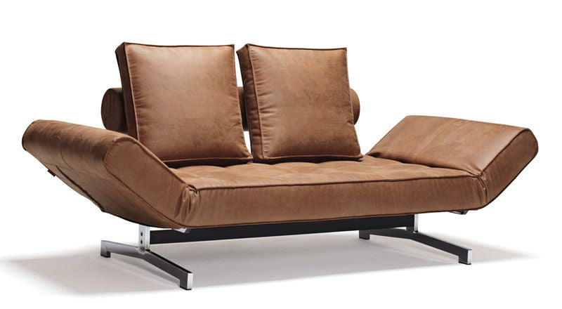 Ghia Chrome Sofa bed, Fanual/Brown