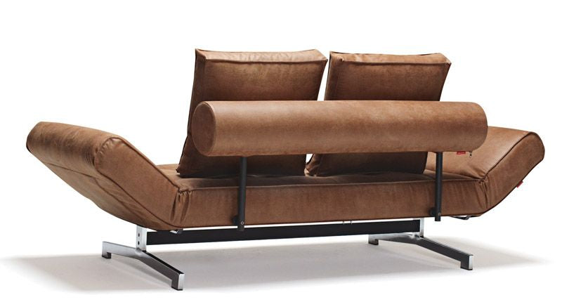 Ghia Chrome Sofa bed, Fanual/Brown