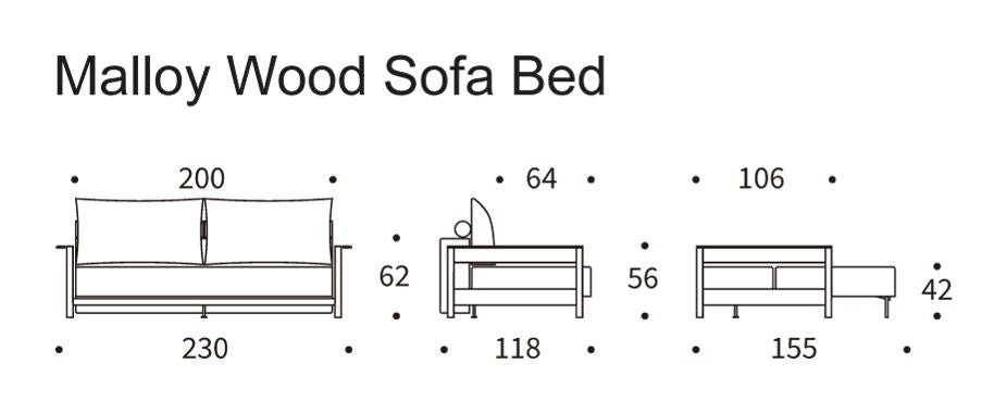 Malloy Wood Sofa bed, Bouclé/Ash Gray