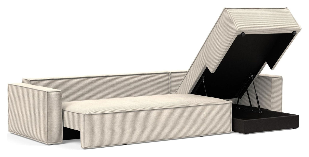 Newilla Sofa bed with chaise longue, Bouclé Taupe