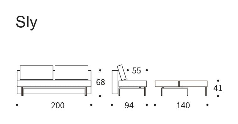 Sly Wood Sofa bed, Mixed Dance/Blue