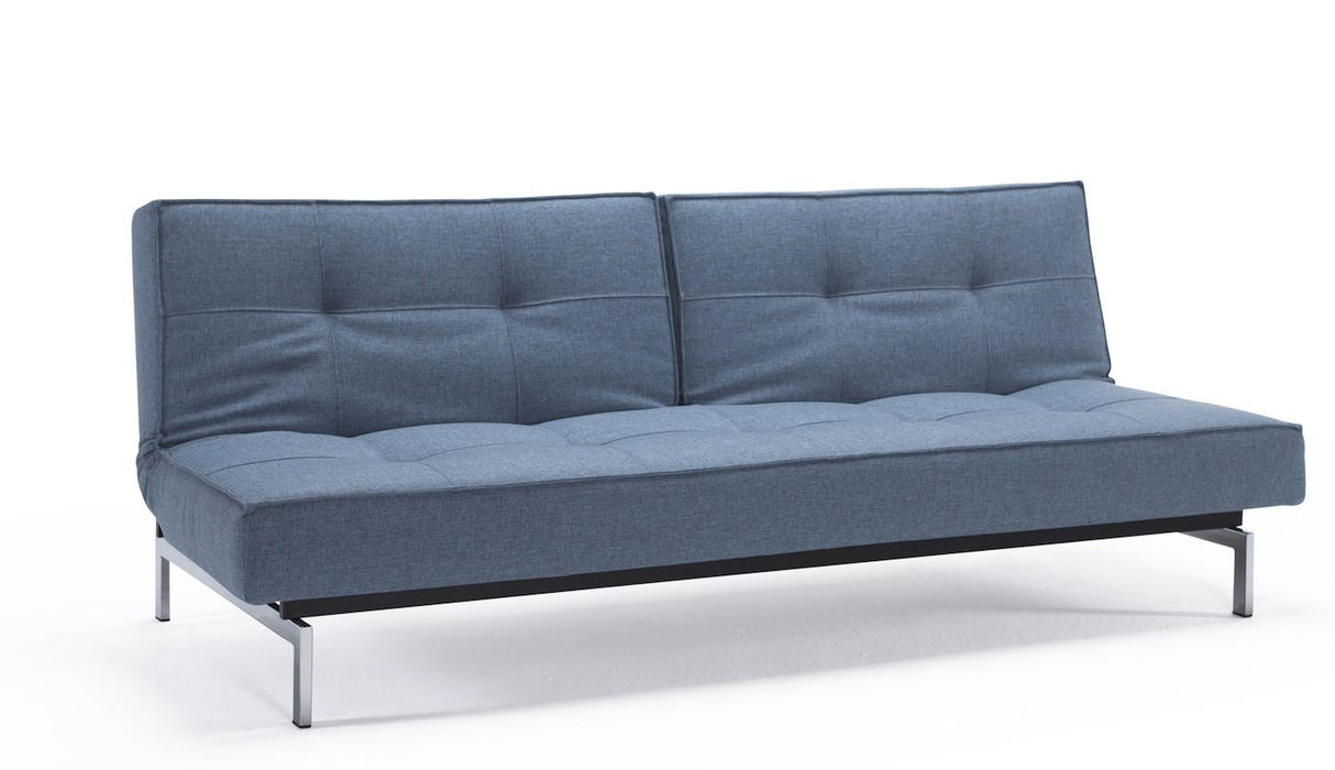 Splitback Chrome Sofa Bed, Mixed Dance/Light Blue